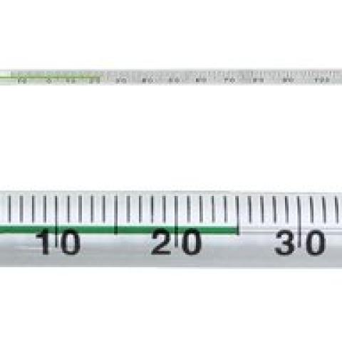 Glass thermometer with green special filling, -10 to +110 °C, 1 °C