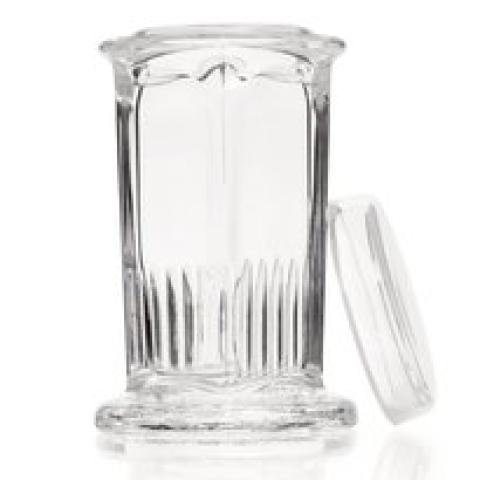 Coplin staining jar, lime-soda-glass, outer Ø 66 mm, H 108 mm, 10 slides