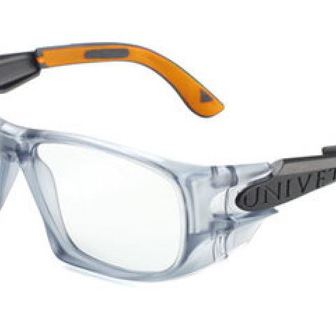 Safety glasses 5X9, frame gun metal/orange, clear lens, 1 unit(s)