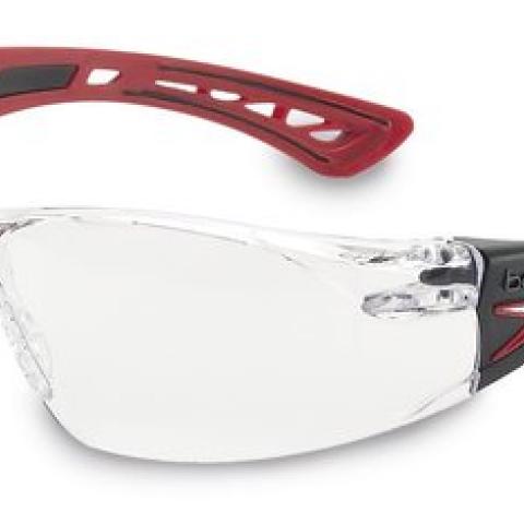 RUSH+ safety glasses, frame red/black, lens made of PC, clear, 1 unit(s)