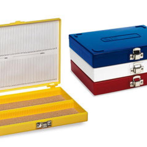Rotilabo® microsc. slide box, PS, white, L 208 x W 175 x H 34 mm, 100 slides