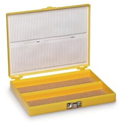 Rotilabo® microsc. slide box, PS, yellow, L 208 x W 175 x H 34 mm, 100 slides
