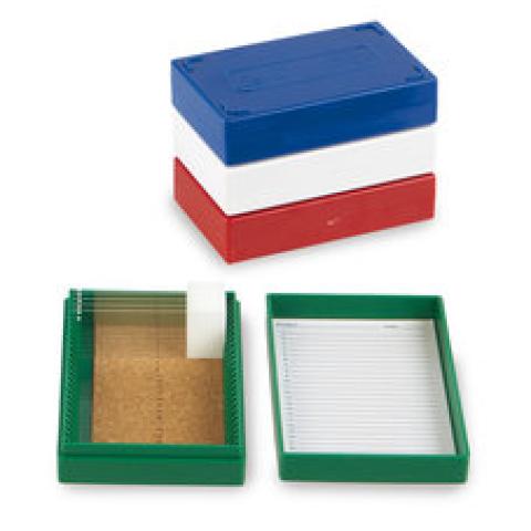 Rotilabo® microscope slide box, PS, red, L 141 x W 88 x H 35 mm, 25 slots