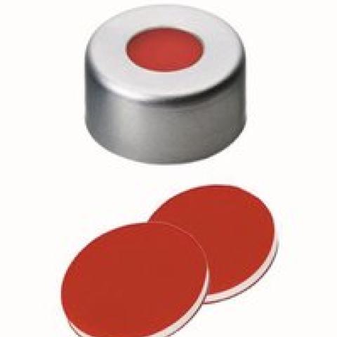 Flange caps with bore hole, Al, ND11, Septum PTFE/Silicone/PTFE, 1.0 mm 45°