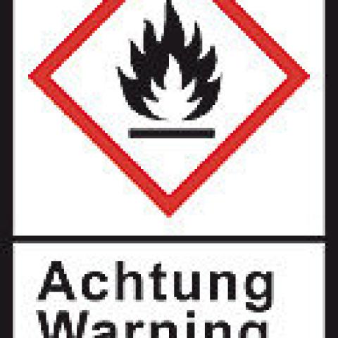GHS-warning labels, PE-foil, GHS02, warning, flame, 100 µm, 22x30 mm, 1 roll(s)