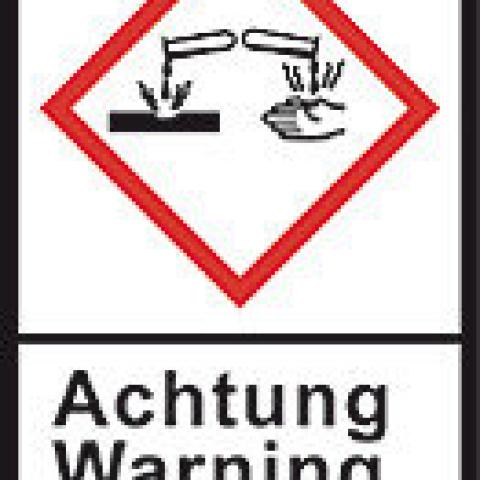GHS-warning labels, PE-foil, GHS05, warning, chem. burns ,100 µm, 22x30 mm