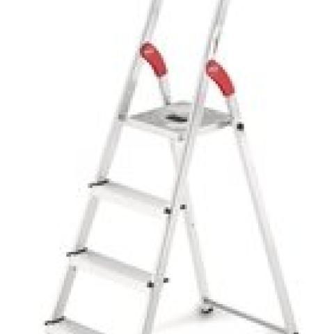 Safety ladder with aluminium platform, cap. 150 kg, 5 steps, W 480 x H 1820 mm