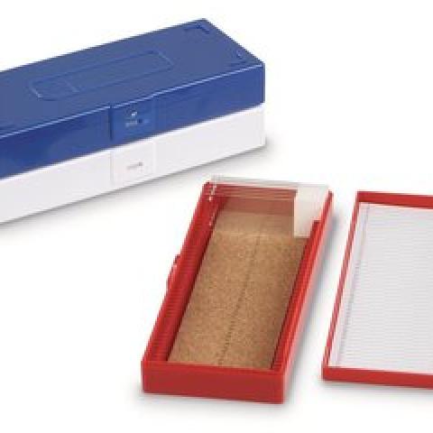 Rotilabo® microsc. slide box, ABS, blue, L 209 x W 86 x H 35 mm, 50 slots