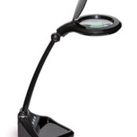 LED magnifier lamp, compact, black, 3 dioptre glass lens, 1 unit(s)