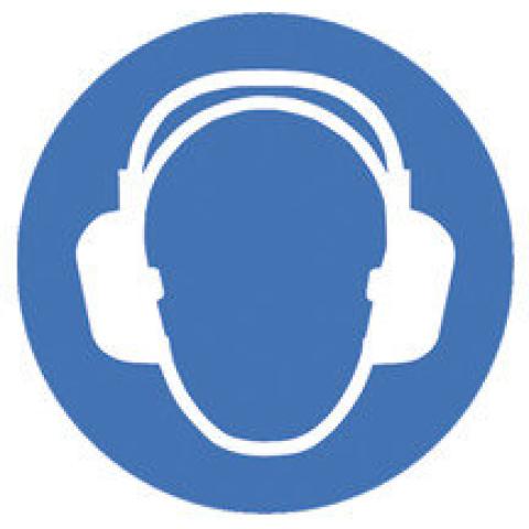 Safety symbols to ISO 7010, Wear ear protection Ø 200 mm, 1 unit(s)