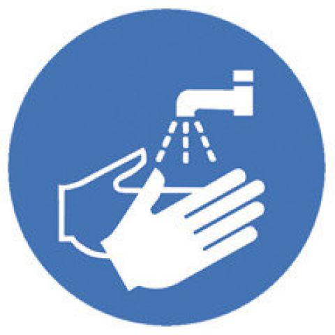 Safety symbols to ISO 7010, Wash hands Ø 100 mm, 1 unit(s)