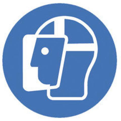 Safety symbols to ISO 7010, Wear face shield Ø 100 mm, 1 unit(s)