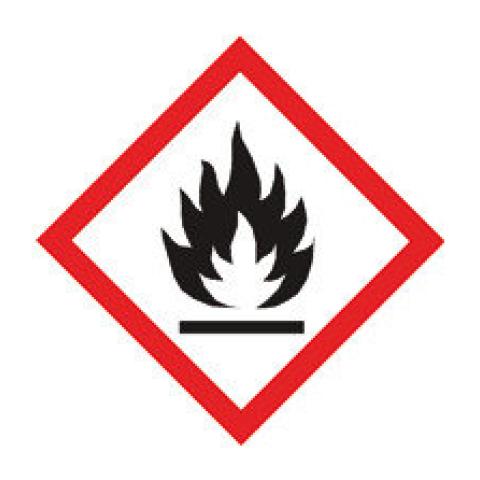 Combinable GHS hazard pictograms, GHS02, PE-film, flame, 22 x 22 mm, roll