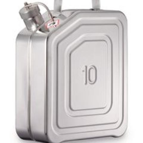 Safety canister, stainless steel, with screw cap and UN-X-approved, 10 l