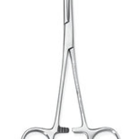 Artery and hose clamps, stainless steel, Type Kocher (Ochsner), curved, L 160 mm