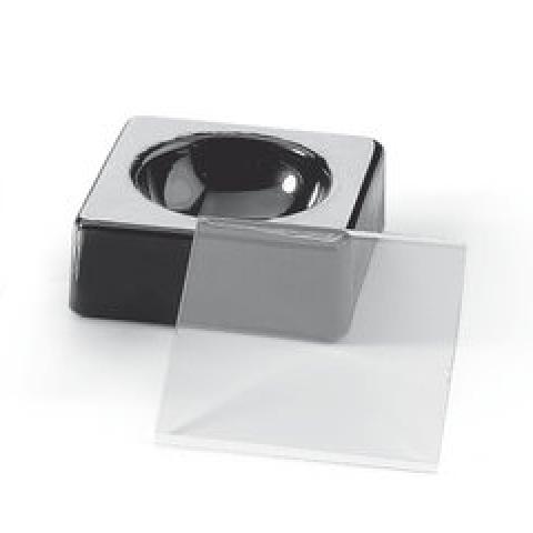 Microscopy bowl, black glass, L 40 x W 40 x H 16 mm, incl. coverplate, 1 unit(s)