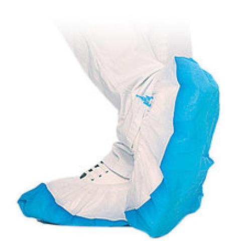 Fleece overshoes with CPE sole, white/blue, 44 cm, 70 unit(s)