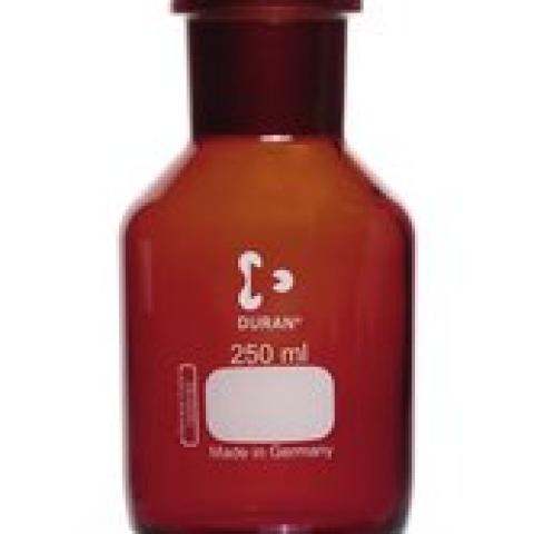 Wide neck storage bottle, glass stopper, DURAN®, amber, 250 ml, 1 unit(s)