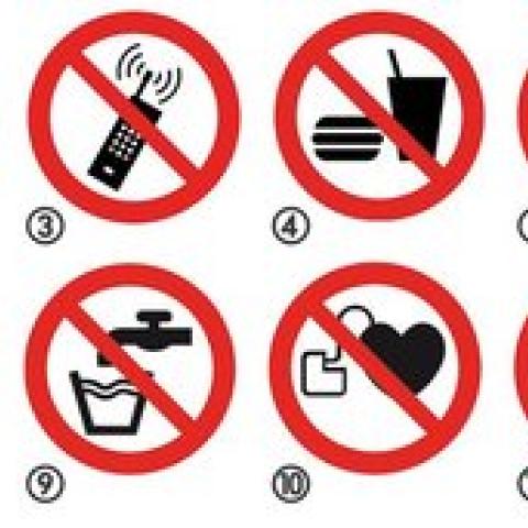 Prohibition sign, self-adhes., doppels., no mobile phones, 1 unit(s)