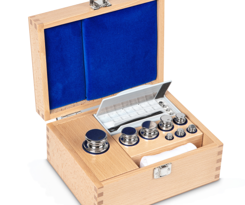 E1 1 g -  500 g Set of weights in wooden box, Stainless steel (OIML)