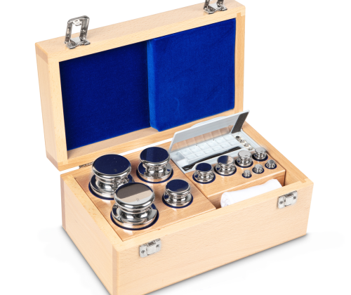 E1 1 g -  2 kg Set of weights in wooden box, Stainless steel (OIML)