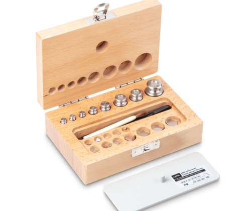 F2 1 mg -  50 g Set of weights in wooden box, Finely turned stainless steel (O...