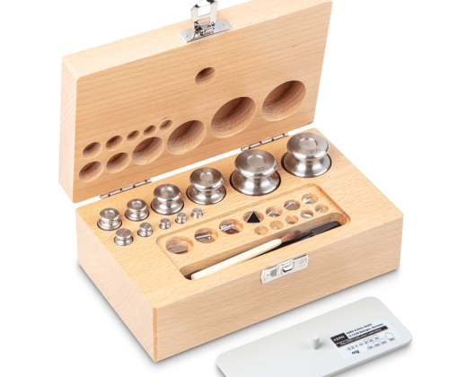 F2 1 mg -  200 g Set of weights in wooden box, Finely turned stainless steel (O...