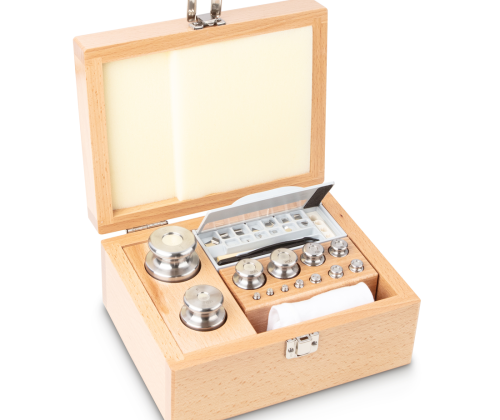 F2 1 mg -  1 kg Set of weights in wooden box, Finely turned stainless steel (O...