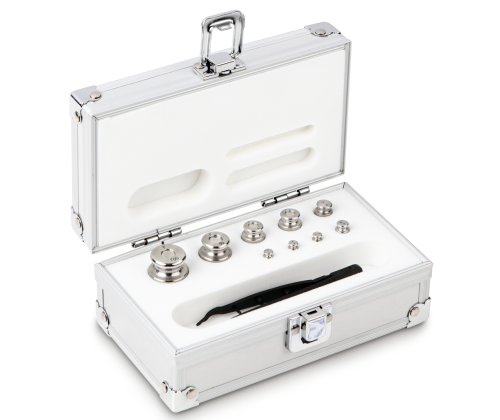 F2 1 g -  100 g Set of weights in aluminium case, Finely turned stainless stee...