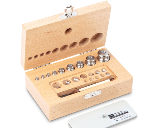 M1 1 mg -  100 g Set of weights in wooden box, Finely turned stainless steel (O...