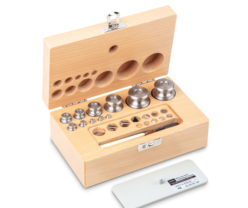 M1 1 mg -  200 g Set of weights in wooden box, Finely turned stainless steel (O...