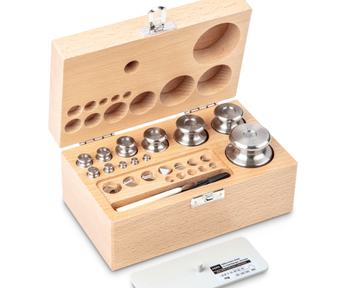 M1 1 mg -  500 g Set of weights in wooden box, Finely turned stainless steel (O...