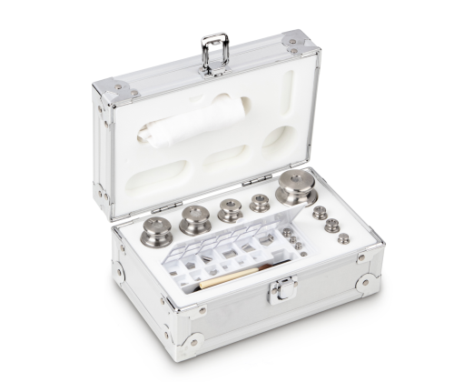 M1 1 mg -  500 g Set of weights in aluminium case, Finely turned stainless stee...