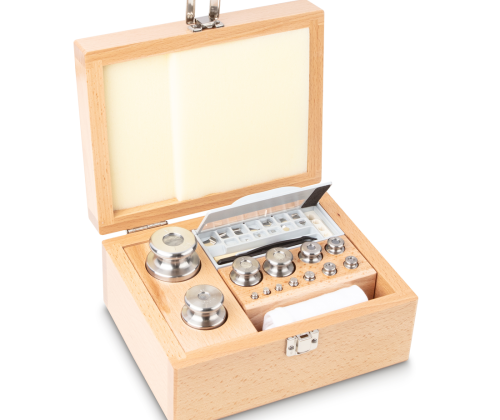 M1 1 mg -  1 kg Set of weights in wooden box, Finely turned stainless steel (O...