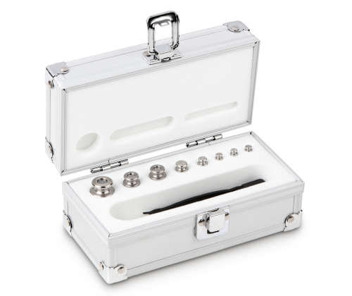 M1 1 g -  50 g Set of weights in aluminium case, Finely turned stainless stee...