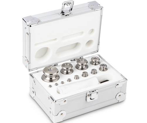 M1 1 g -  500 g Set of weights in aluminium case, Finely turned stainless stee...
