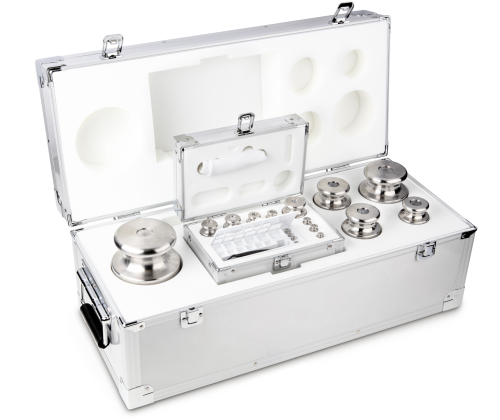 M2 1 g -  10 kg Set of weights in aluminium case, Finely turned stainless steel